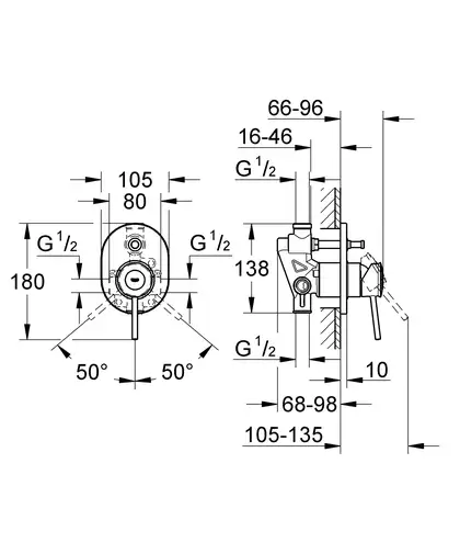 Grohe BauClassic Смеситель для ванны, хром (29047000)