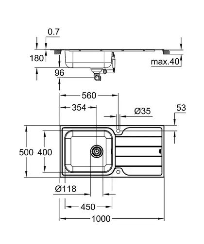 Мийка для кухні із нержавіючої сталі Grohe K500 (31563SD1)