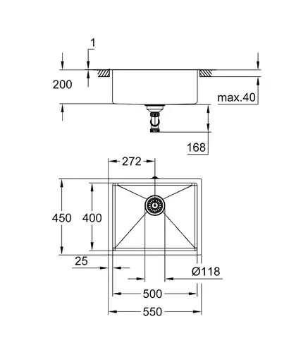 Grohe K700U Мийка для кухні, нержавіюча сталь (31574SD1)