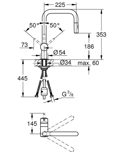 Змішувач для кухні з висувним виливом Grohe Minta (32322002)