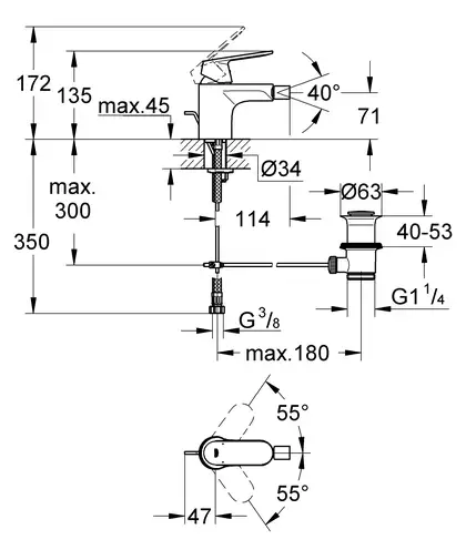 Grohe Eurosmart Cosmopolitan Змішувач для біде, хром (32839000)