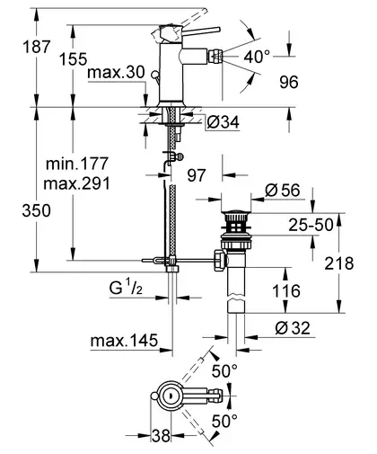 Grohe BauClassic Смеситель для биде, хром (32864000)