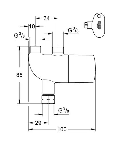 Grohe Grohtherm Micro Термостат під раковину, хром (34487000)