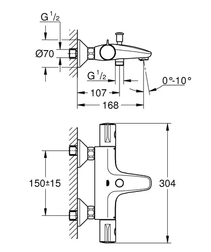 Grohe Grohtherm 800 Термостат для ванни, хром (34576000)