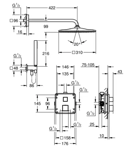 Grohe Grohtherm Cube Душ. система прихов. монтажу, хром (34868000)