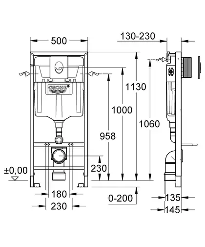 Grohe Rapid SL Инсталляция для унитаза 3в1, белая (38722001)