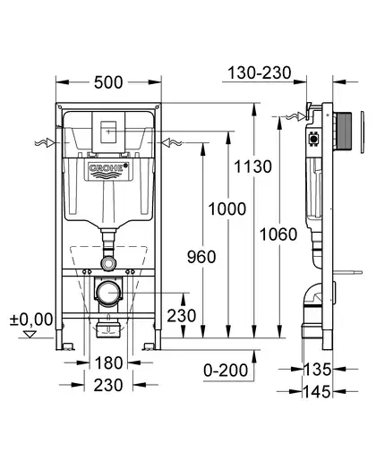 Grohe Fresh Rapid SL Инсталляционный комплект 5в1, хром (38827000)