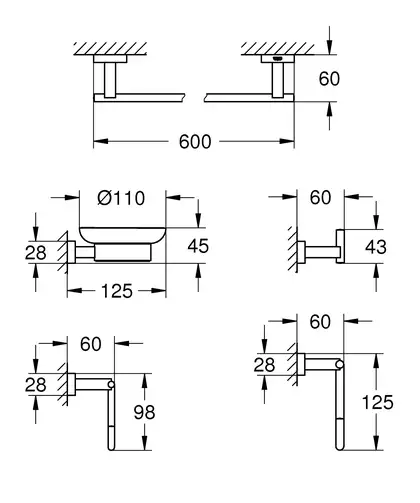 Набір аксесуарів 5 в 1 Grohe Essentials Cube New (40758001) Набір аксесуарів 5 в 1 Grohe Essentials Cube New (40758001)