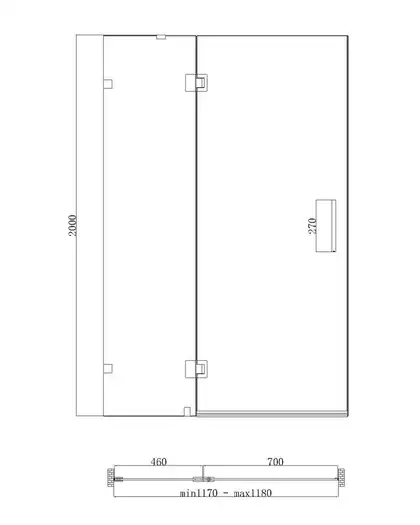Koer SR SD04-120x200 Двері в нішу, прозоре, графіт (KR5388)