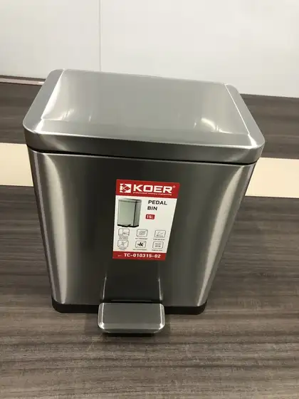 Відро для сміття з плавним закриттям прямокутне Koer TC-010315-02 15 л колір нержавійка (KR5603) Відро для сміття з плавним закриттям прямокутне Koer TC-010315-02 15 л колір нержавійка (KR5603)