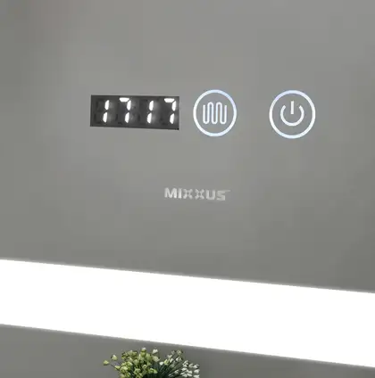 Дзеркало Mixxus LIGHT MR01-90x70 з Led Touch, Anti-fog, димером, регулятором яскравості, годинником (MI5999)