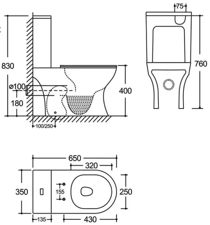 Бачок до унітазу-компакту Mixxus Wave-0402-T3 Tank 650x350x830 зі зливною арматурою (MI8333)