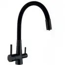 Змішувач для кухні Mixxus SUS-021 BLACK REFL.BLACK із силіконовим виливом, з виходом для питної вод (MI6214)