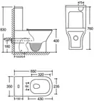 Чаша унітазу-компакту Mixxus Style-0404-T3 Bowl 650x350x830 Tornado 3.0 без сидіння (MI8357)