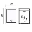 Дзеркало Mixxus Premium FLASH MR21-60x80 з Led Touch, Anti-fog, димером, регулятором яскравості, го (MP6617)