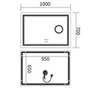 Дзеркало Mixxus Premium QUADRO MR20-100x70 з Led Touch, Anti-fog, димером, регулятором яскравості, (MP6622)