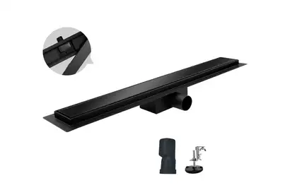 Душовий трап KOER FD08-70x800, скляний, чорний (KR5142)