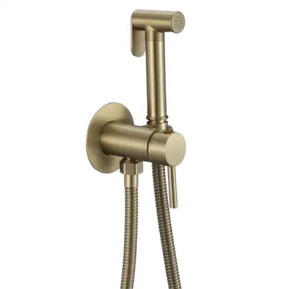 Змішувач для гігієнічного душу Mixxus Premium Hans 002-A Inner Brushed Gold з лійкою (Матове золото (MI6922)