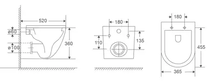 MIXXUS PREMIUM Ellipse-0303-R Унітаз підвісний, безобідковий (MP6463)