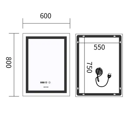 Дзеркало Mixxus Premium FLASH MR21-60x80 з Led Touch, Anti-fog, димером, регулятором яскравості, го (MP6617)