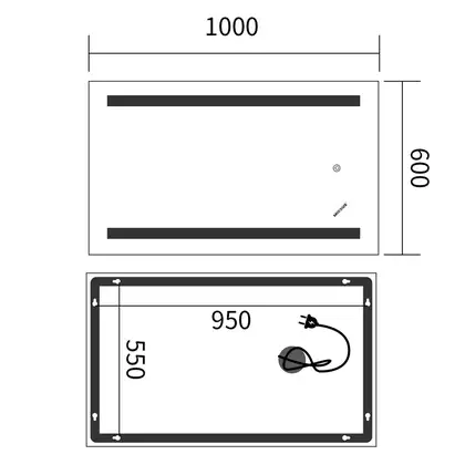 Дзеркало Mixxus Premium LINES MR17-100x60-Reverse з Led Touch, Anti-fog, димером, регулятором яскра (MP6625)