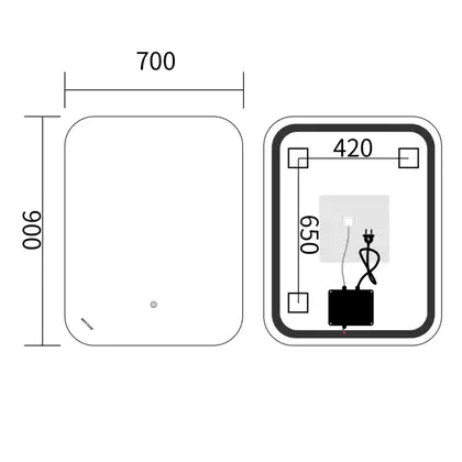 Дзеркало Mixxus Premium DIVERSE MR15-90x70-Reverse з Led Touch, Anti-fog, димером (3-6,5kK) (MP6639 Дзеркало Mixxus Premium DIVERSE MR15-90x70-Reverse з Led Touch, Anti-fog, димером (3-6,5kK) (MP6639