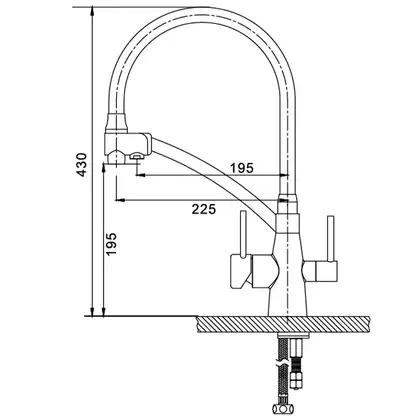 KOER KB-72003-01 Змішувач кухонний 2в1, хром/графіт (KR3375)