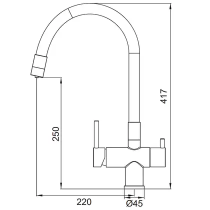 KOER KB-72002-07 Змішувач для кухні з питною водою, хром (KR5003)