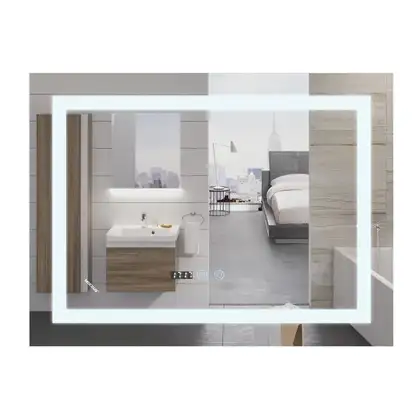 Дзеркало Mixxus WARM MR02-80x60-CASE з Led Touch, Anti-fog, димером, регулятором яскравості, годинн (MI6671)