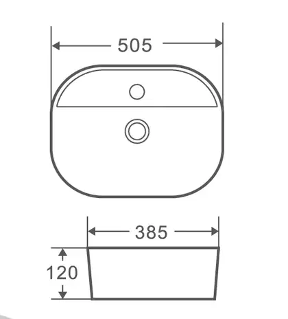 Умивальник накладний керамічний Mixxus Premium Ellipse-0201 505x385x120mm (MP6482)