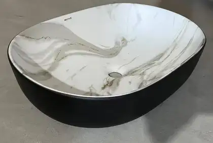 Раковина накладна MIXXUS PREMIUM ELLIPSE-0105, мармур-чорна (MP6565)