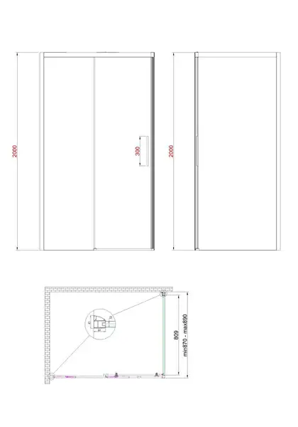 KOER SR SW05 Бічна стінка для душу, хром (KR5407)