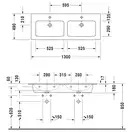 Комплект мебели тумба подвесная с двойной раковиной Duravit XSquare 128 х 47,8 см (XS407504040+2336130000) фото 3 Aquada.com.ua