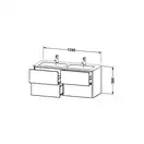 Комплект мебели тумба подвесная с двойной раковиной Duravit XSquare 128 х 47,8 см (XS417504040+2336130000) фото 3 Aquada.com.ua