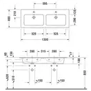 Комплект мебели тумба подвесная с двойной раковиной Duravit XSquare 128 х 47,8 см (XS417509797+2336130000) фото 4 Aquada.com.ua