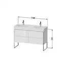 Комплект мебели тумба с двойной раковиной Duravit XSquare 118,4 х 46 см (XS445602222+23531200141) фото 4 Aquada.com.ua