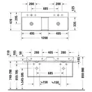 Комплект мебели тумба с двойной раковиной Duravit XSquare 118,4 х 46 см (XS445602222+23531200141) фото 5 Aquada.com.ua