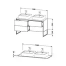 Комплект мебели тумба с консолью и 2 раковинами Duravit XSquare 140 х 55 см (XS4926B9494+XS063GB9494+0454600000) фото 3 Aquada.com.ua