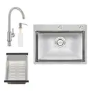 Набір 4 в 1 Qtap кухонна мийка D6045 Satin + змішувач + сушарка + дозатор для миючого засобу (QTD6045SET) фото 1 Aquada.com.ua