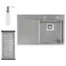 Набір 3 в 1 Qtap кухонна мийка DK7850R 3.0/1.2 мм Satin + сушарка + дозатор для миючого засобу (QTDK7850RSET3012) фото 1 Aquada.com.ua