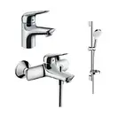 Набор смесителей для ванны 3-в-1 Hansgrohe Novus 70 (цвет - хром) (20180002) фото 1 Aquada.com.ua