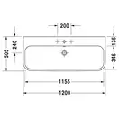 Раковина Duravit Happy D.2 120х50,5 см (без отв. под смеситель) (2318120028) фото 2 Aquada.com.ua