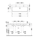 Раковина Duravit Happy D.2 120х50,5,см (с 3 отв. под смеситель) (2318120030) фото 3 Aquada.com.ua