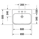 Раковина Duravit Happy D.2 65х50,5 см (с 1 отв. под смеситель) (2318650000) фото 3 Aquada.com.ua