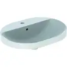 GEBERIT VARIFORM умывальник встраиваемый, эллиптической формы, 60*45см, с полкой для отверстия под смеситель, с переливом,  глазурованный снизу (500.733.01.2) фото 1 Aquada.com.ua