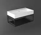 Раковина подвесная bianco matt 81 х 46 см Simas Agile с чёрной матовой консолью 80 x 45,5 x h28 см (AG81+AGSS81) фото 2 Aquada.com.ua