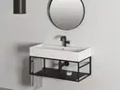Раковина подвесная bianco matt 81 х 46 см Simas Agile с чёрной матовой консолью 80 x 45,5 x h28 см (AG81+AGSS81) фото 3 Aquada.com.ua