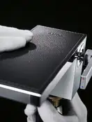 Смеситель для раковины Axor MyEdition (цвет - хром/кожа серая) (47012000+47916000) фото 2 Aquada.com.ua