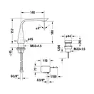 Электронный смеситель для раковины на 2 отверстия с питанием от сети Duravit D.1 (цвет - чёрный матовый), без донного клапана (D11100007046) фото 3 Aquada.com.ua
