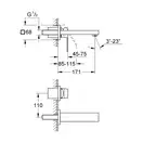 Смеситель для раковины настенный Grohe Eurocube S-Size (цвет - тёмный графит, матовый), вынос 171 мм (19895AL0) фото 4 Aquada.com.ua